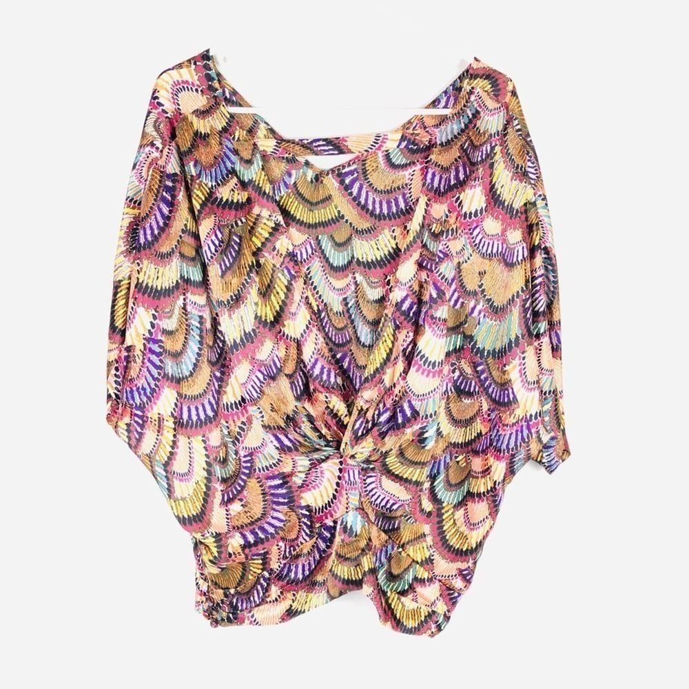 Anthropologie Aryn K. Like New 100% Silk Top w/ Cutout Detail on the Back